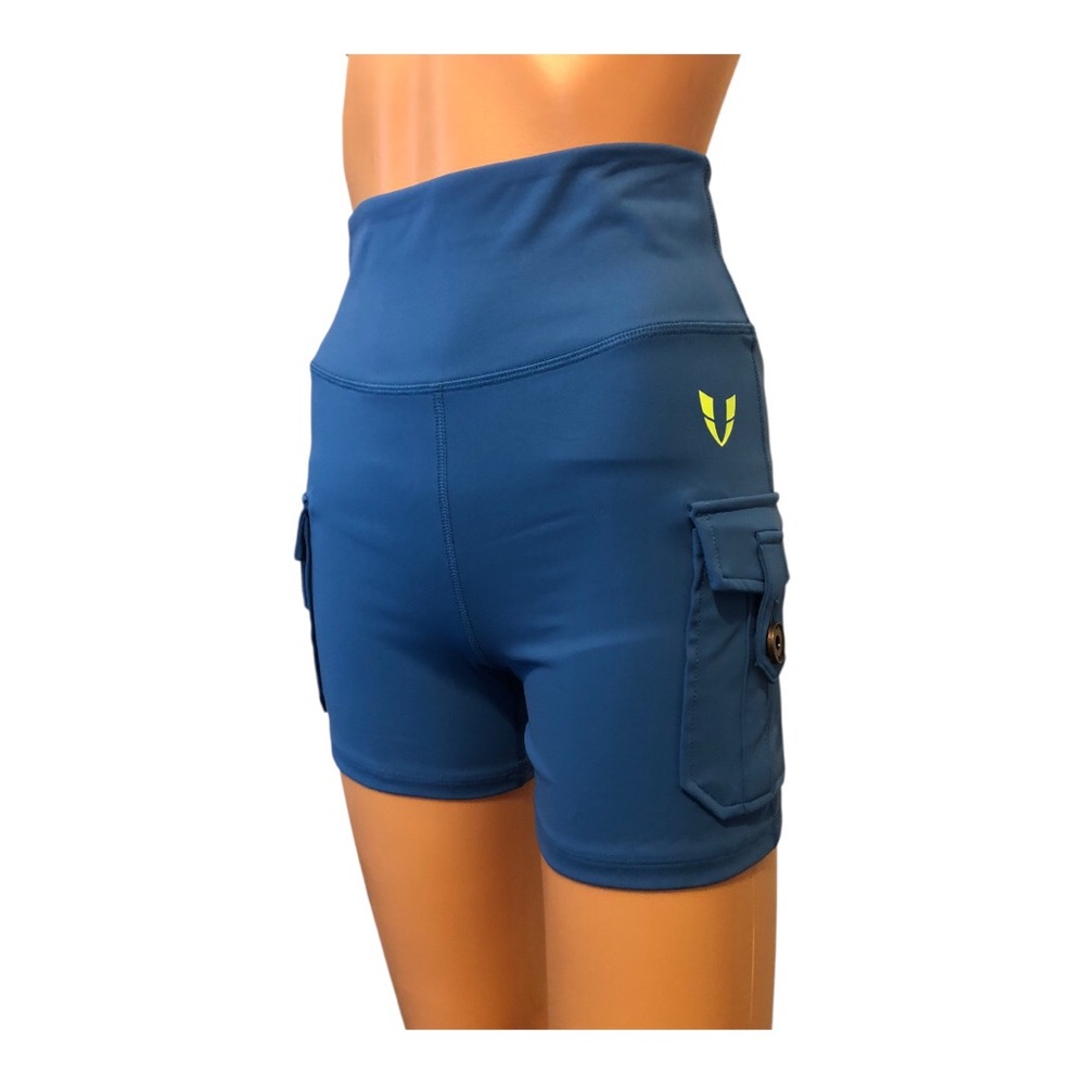 Firm Abs Blue Fitness Activewear Cargo Shorts Large